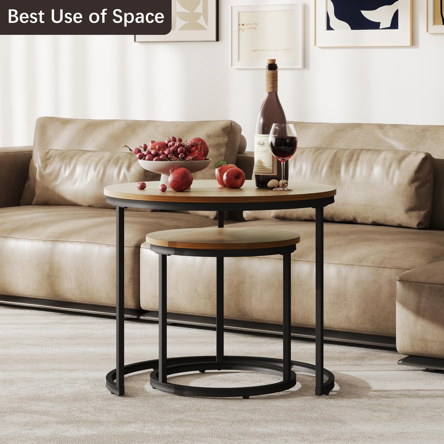 White Marble Nesting Tables, 2-Pack