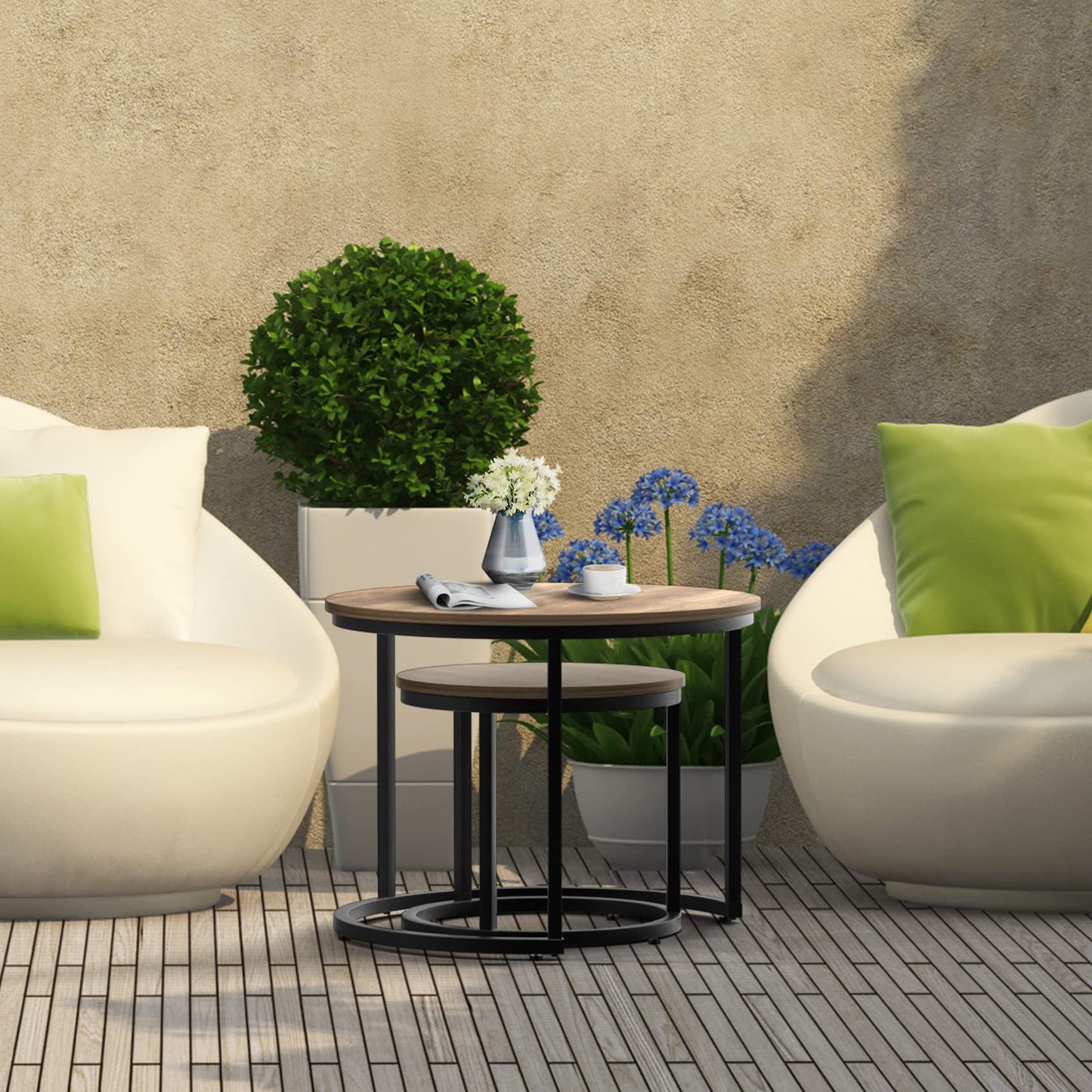 White Nesting Coffee Tables, 2-Pack