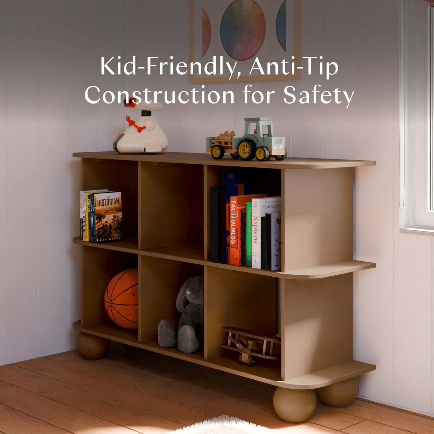 Babyletto 6-Cube Walnut Kids Bookcase