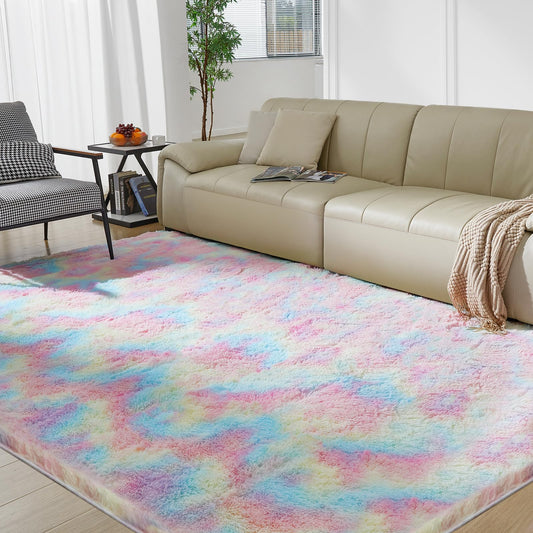 5X8 Ultra Soft Rug for Living Room, 5X8 Fluffy Shag Area Rug for Bedroom, Modern Shaggy Carpets Fuzzy Rug for Teens Dorm Nursery Home Decor Aesthetic, Upgrade Anti-Skid Durable, Grey
