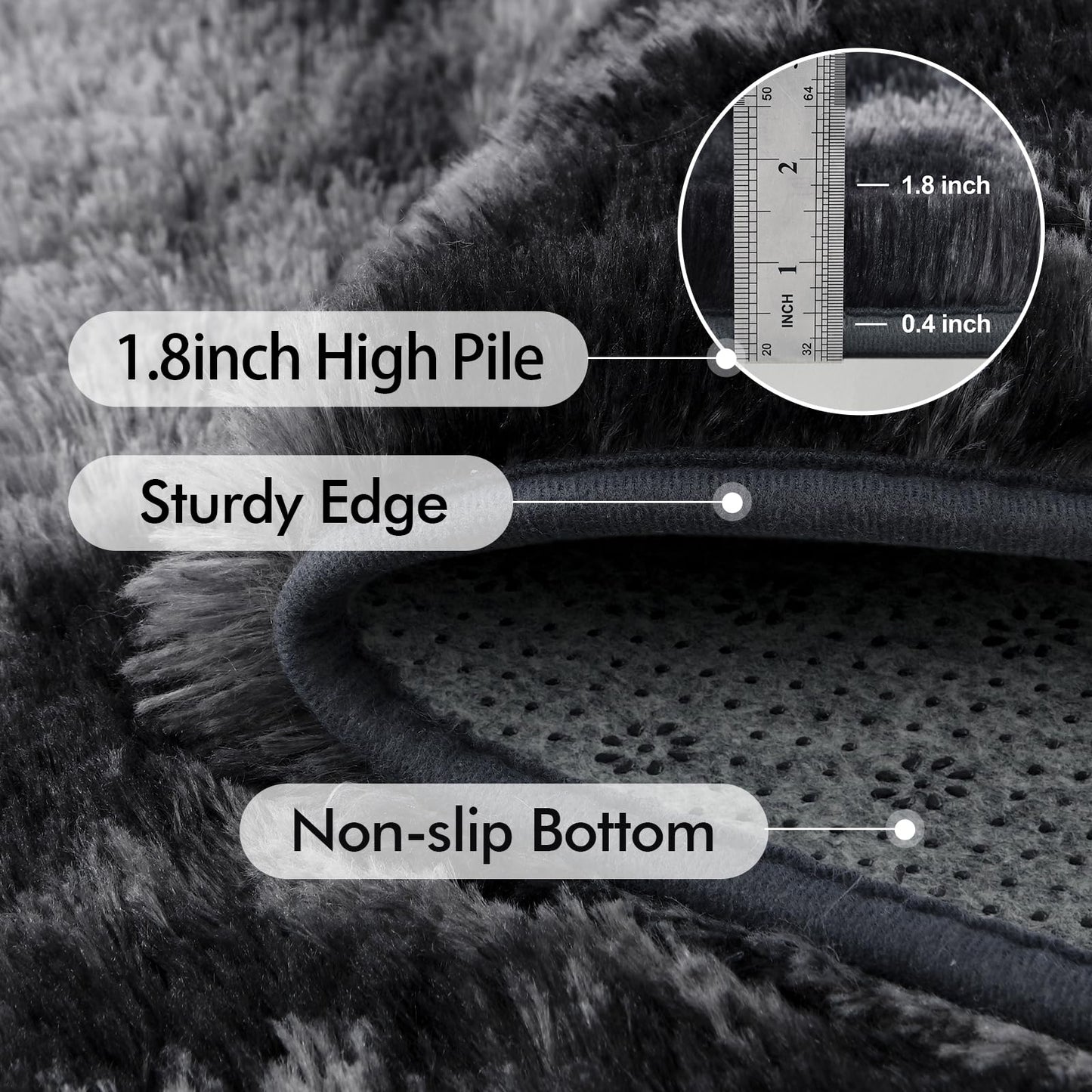 6x9 Ft Dark Grey Shag Area Rug