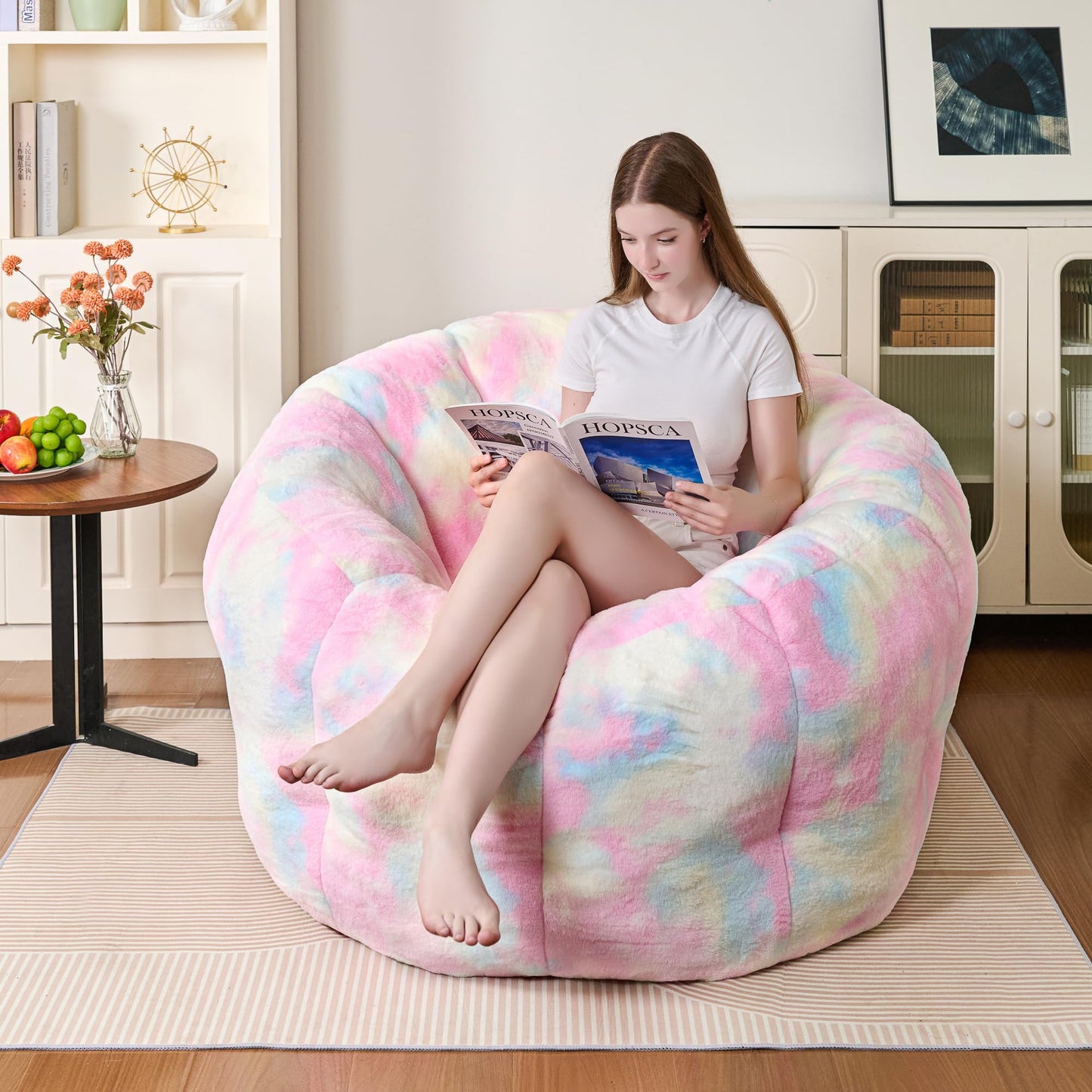 White Faux Fur Bean Bag Chair