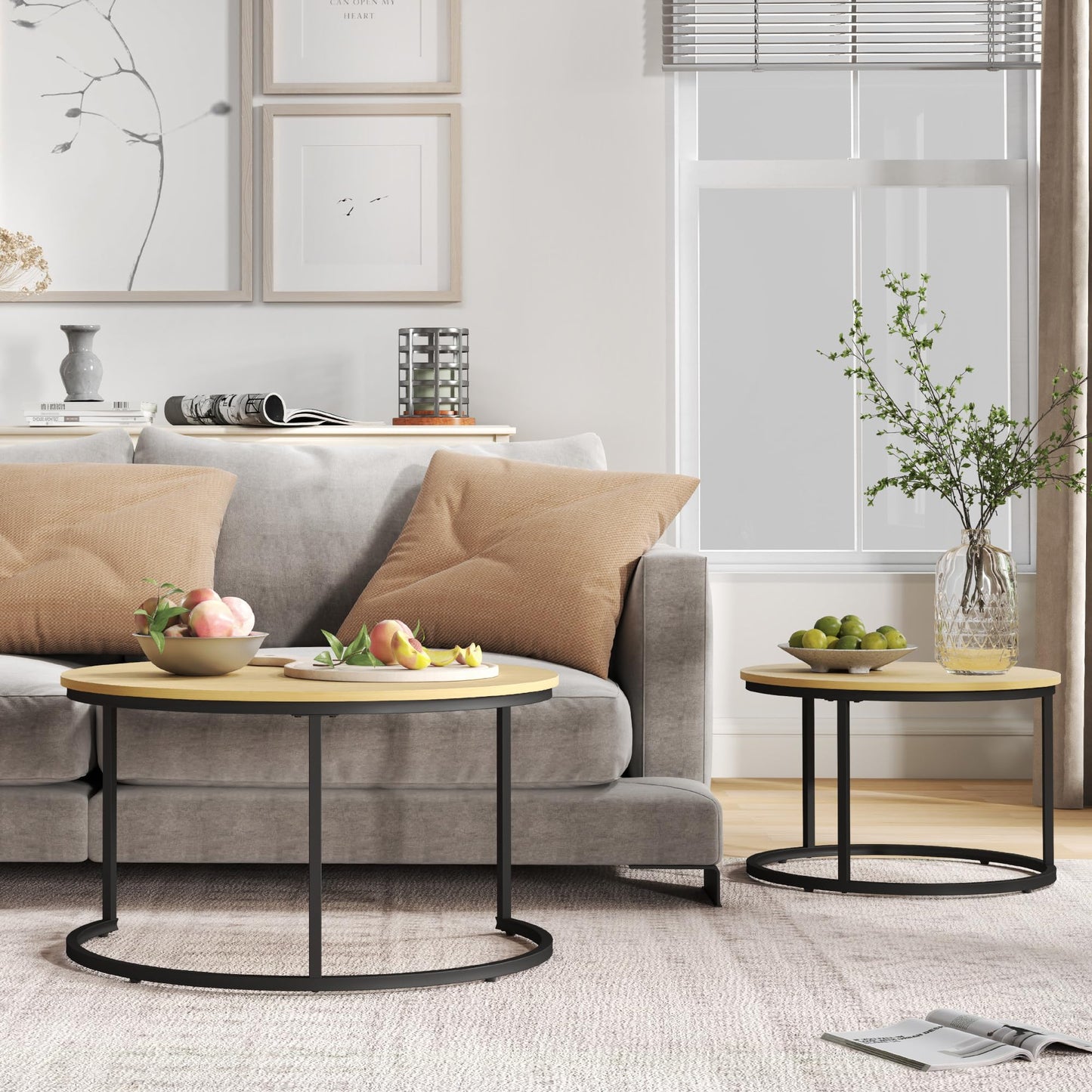 White Marble Nesting Tables, 2-Pack