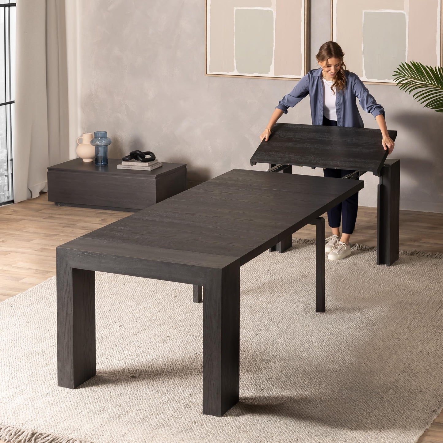 White Extendable Dining Table & Bench