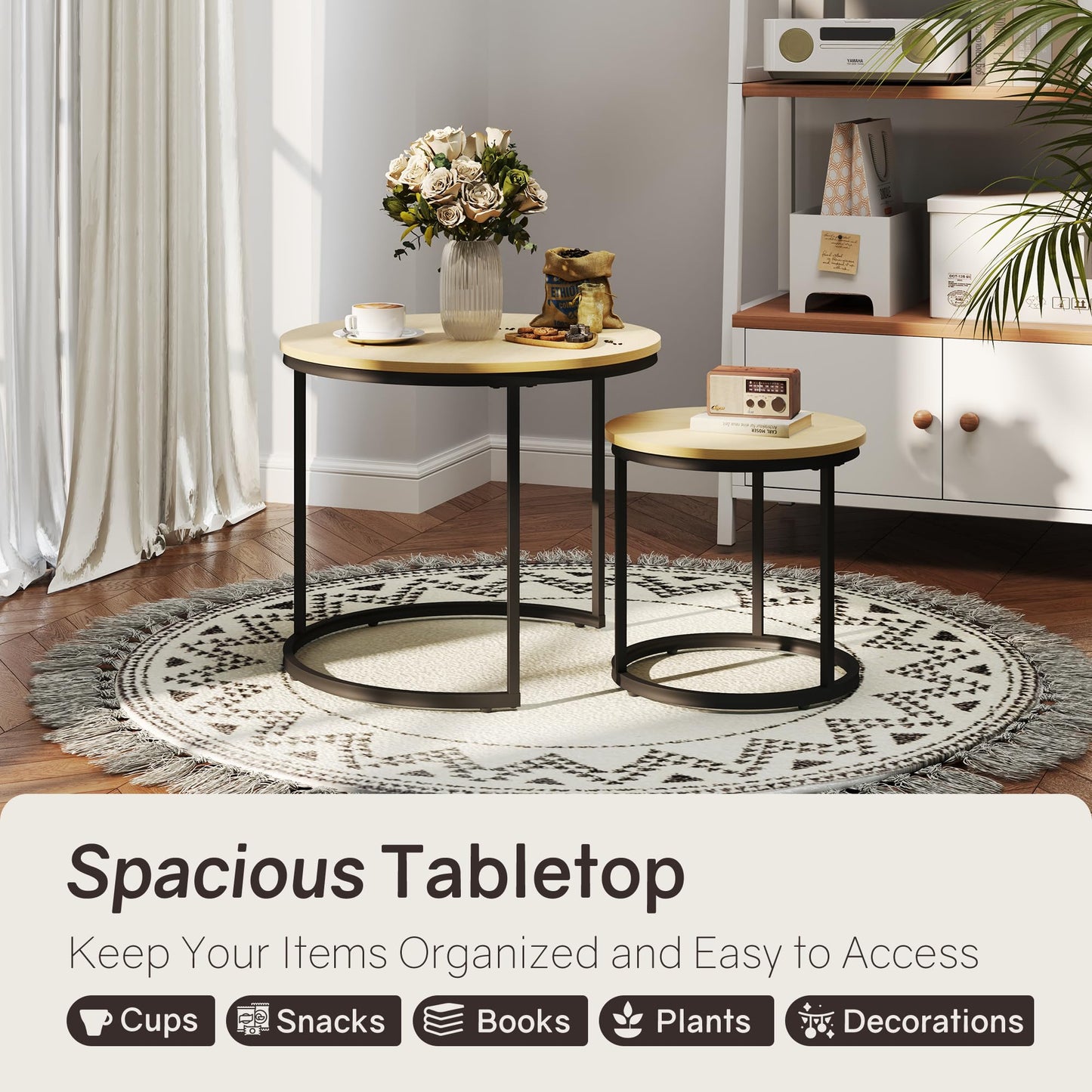 White Marble Nesting Tables, 2-Pack