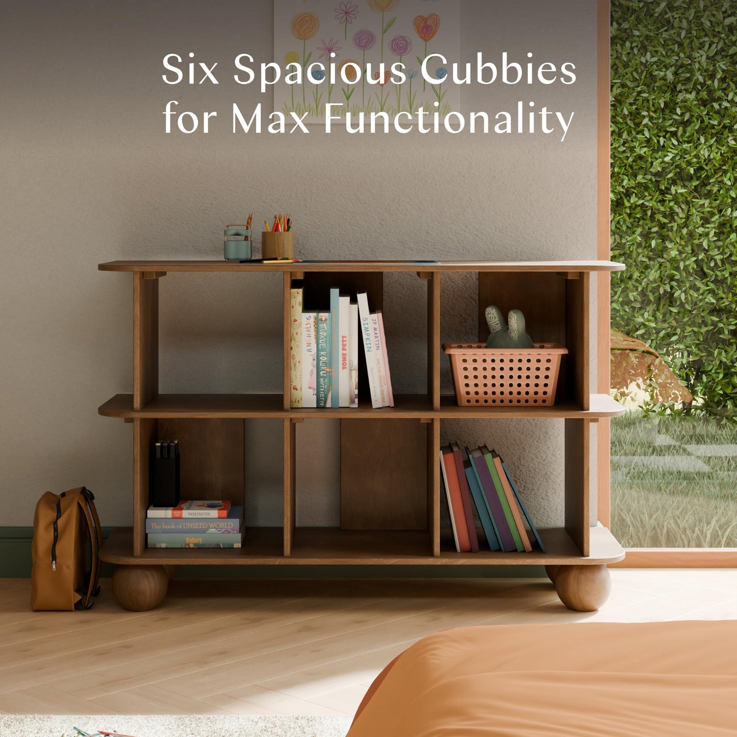 Babyletto 6-Cube Walnut Kids Bookcase