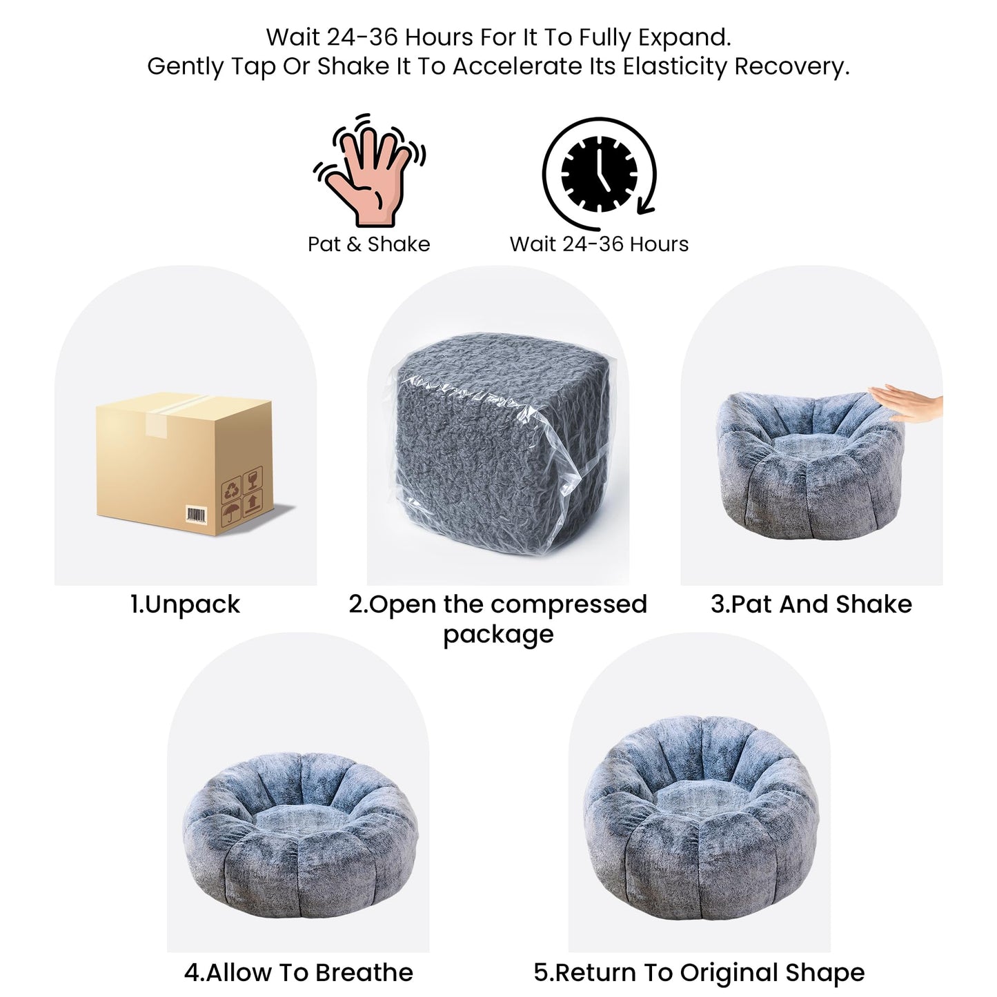 White Faux Fur Bean Bag Chair