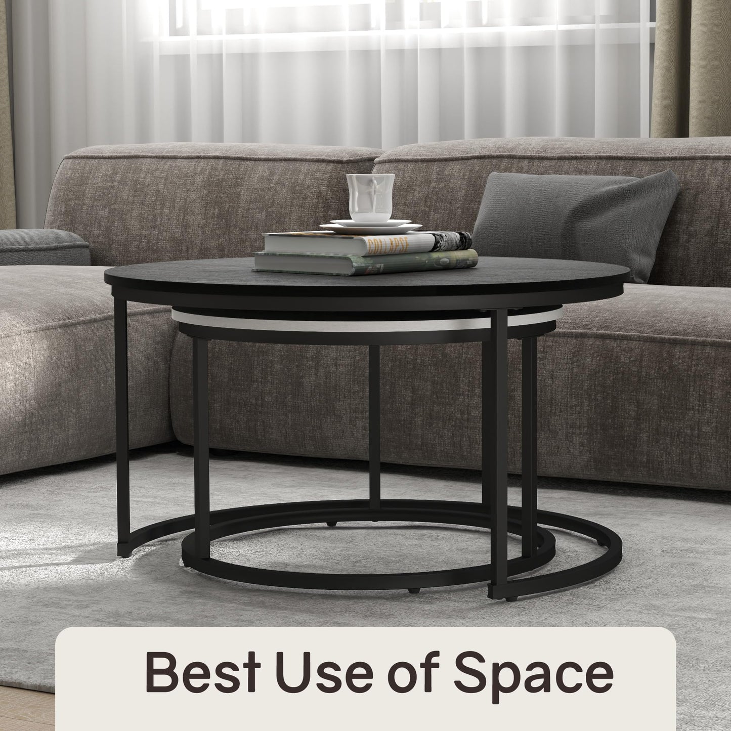White Marble Nesting Tables, 2-Pack