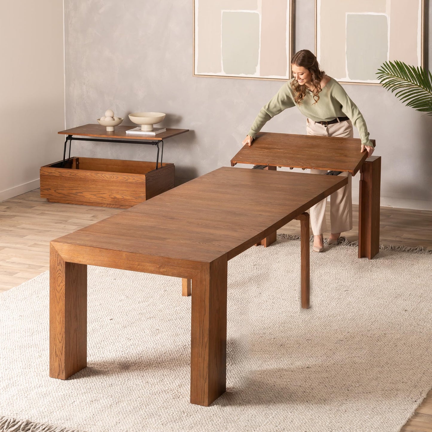 White Extendable Dining Table & Bench