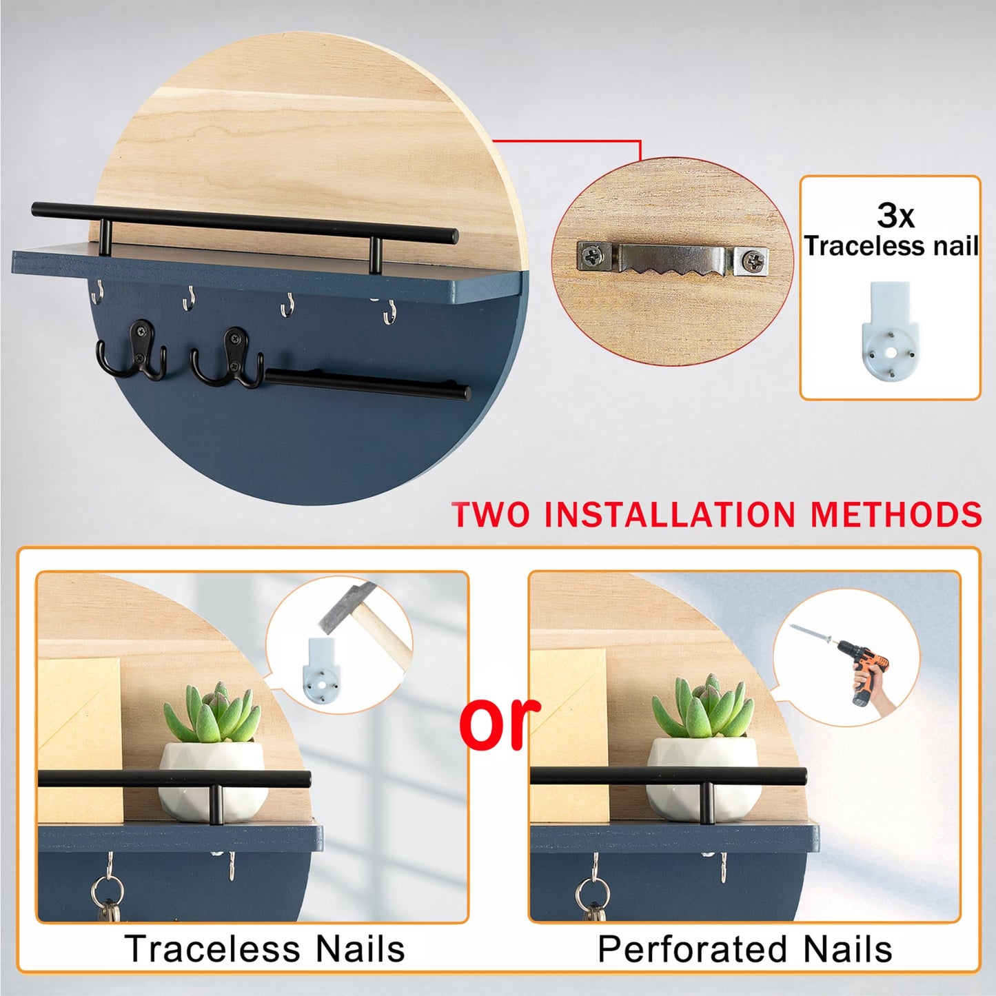 Wall Key & Mail Holder – Rustic