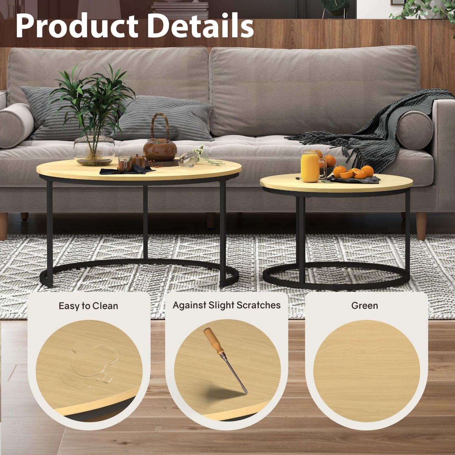 White Marble Nesting Tables, 2-Pack