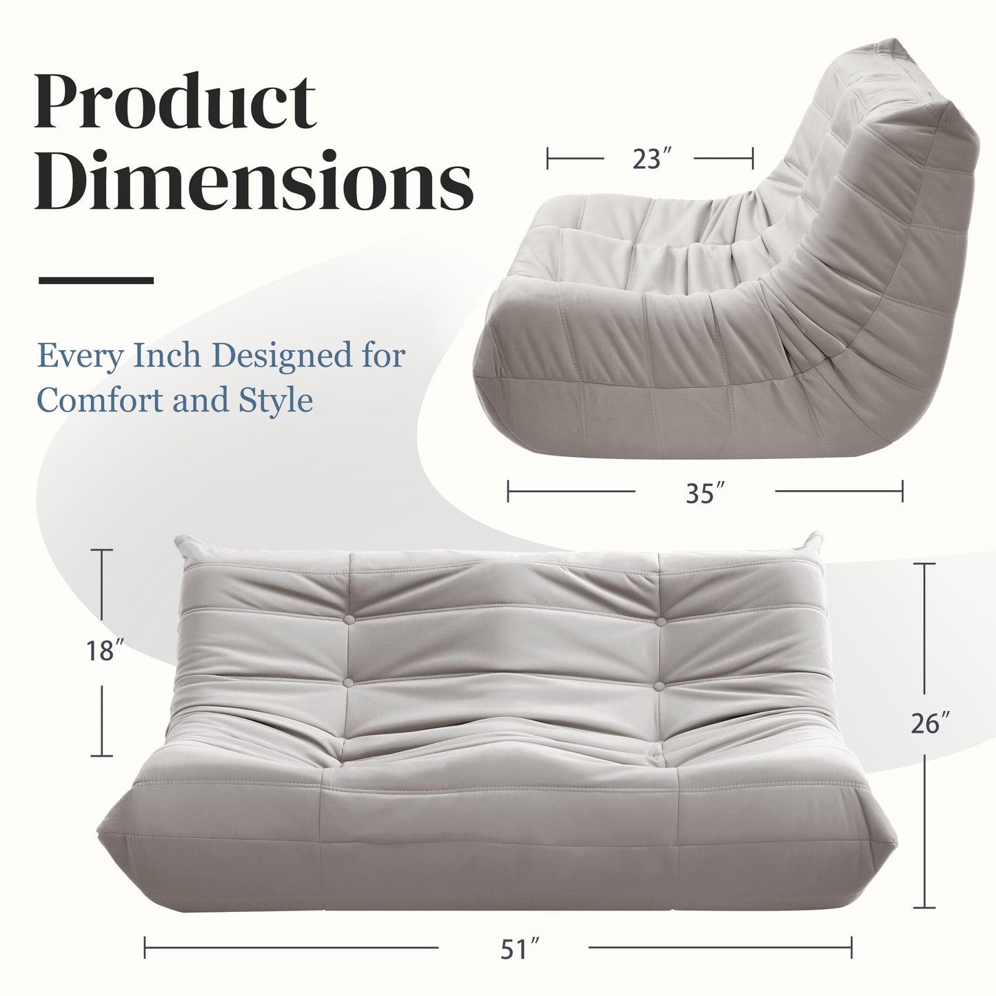 Dark Gray Memory Foam Bean Bag Chair