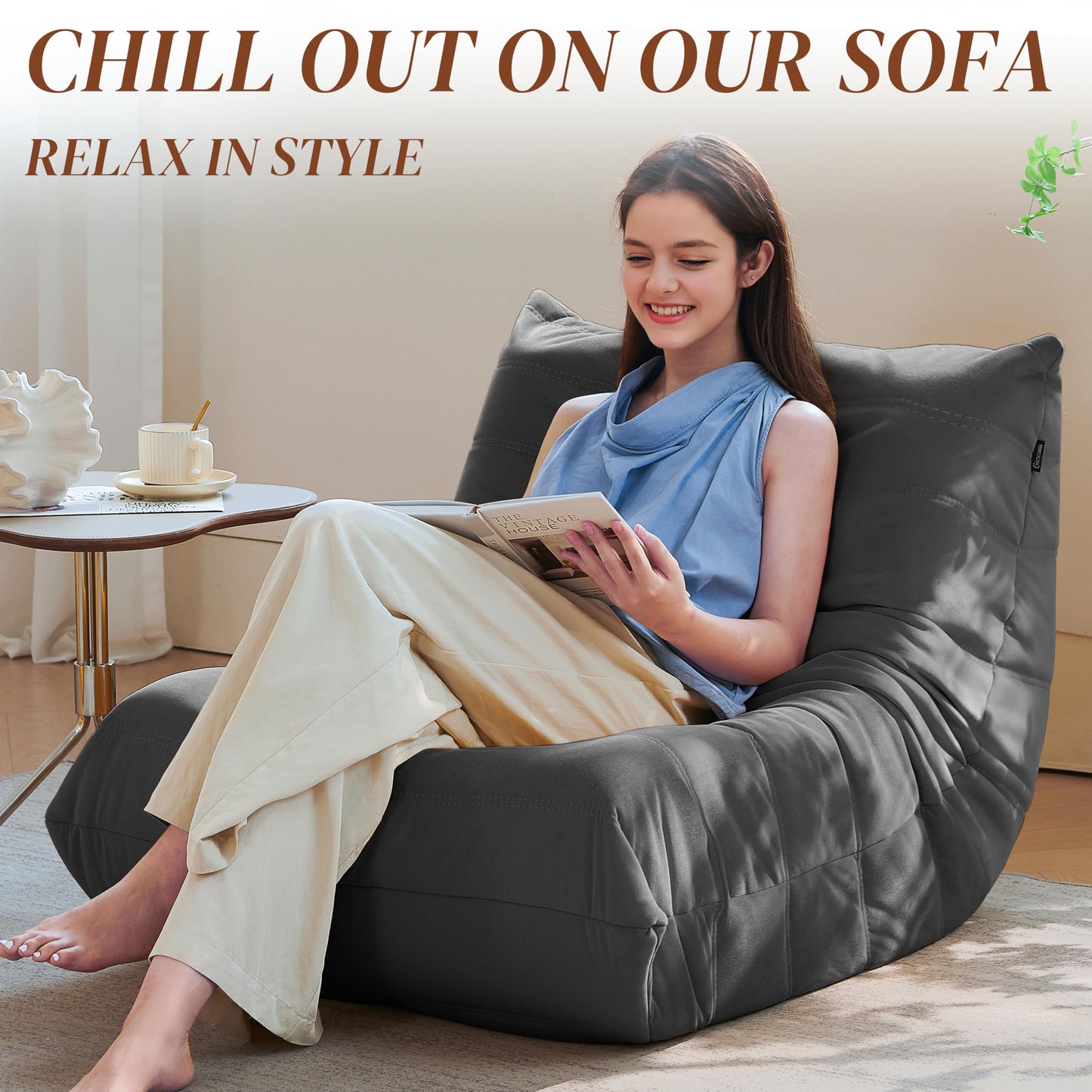 Dark Gray Memory Foam Bean Bag Chair