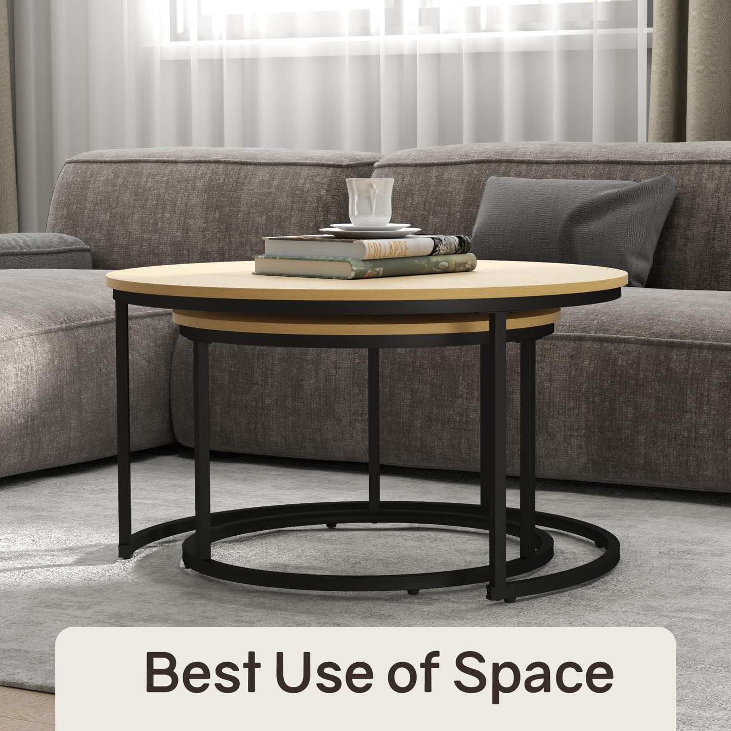 White Marble Nesting Tables, 2-Pack