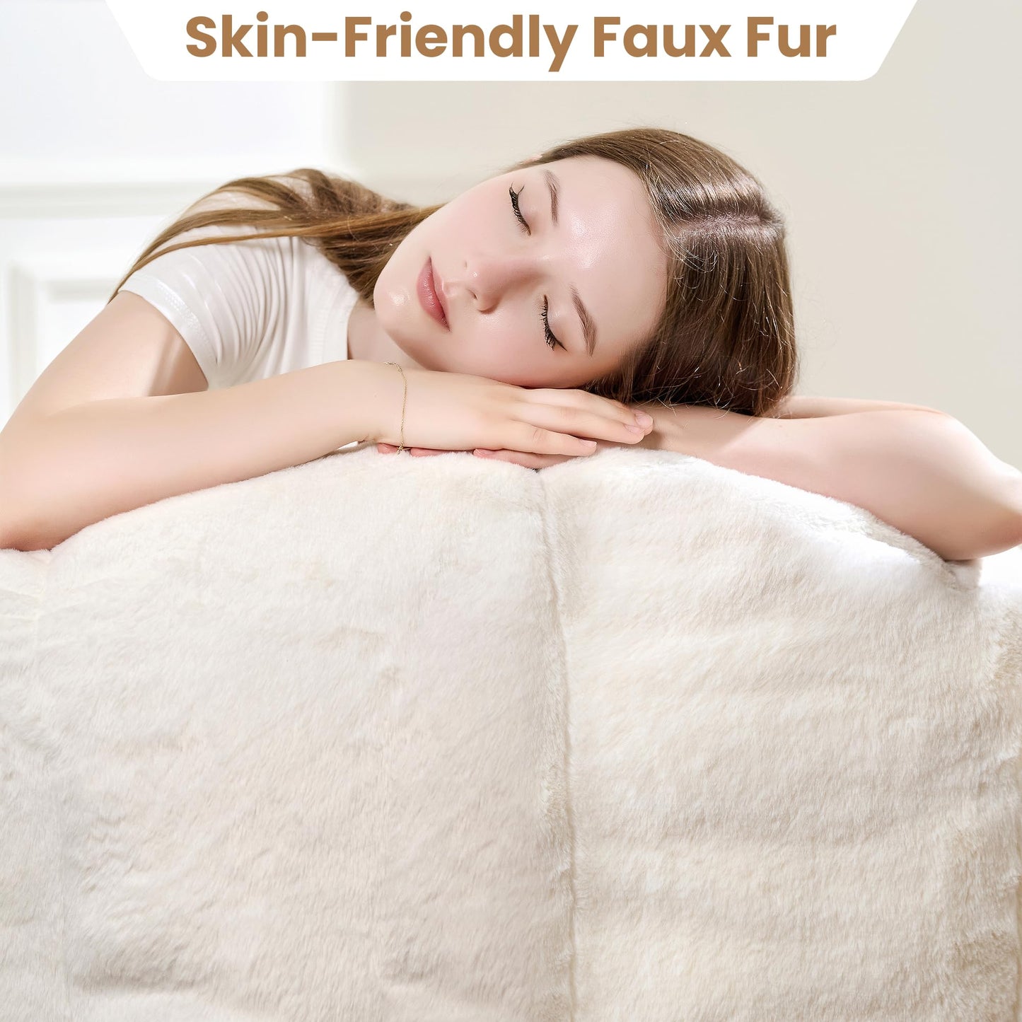 White Faux Fur Bean Bag Chair