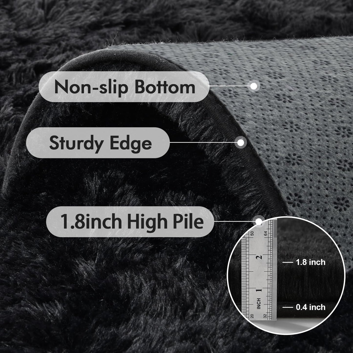6x9 Ft Dark Grey Shag Area Rug