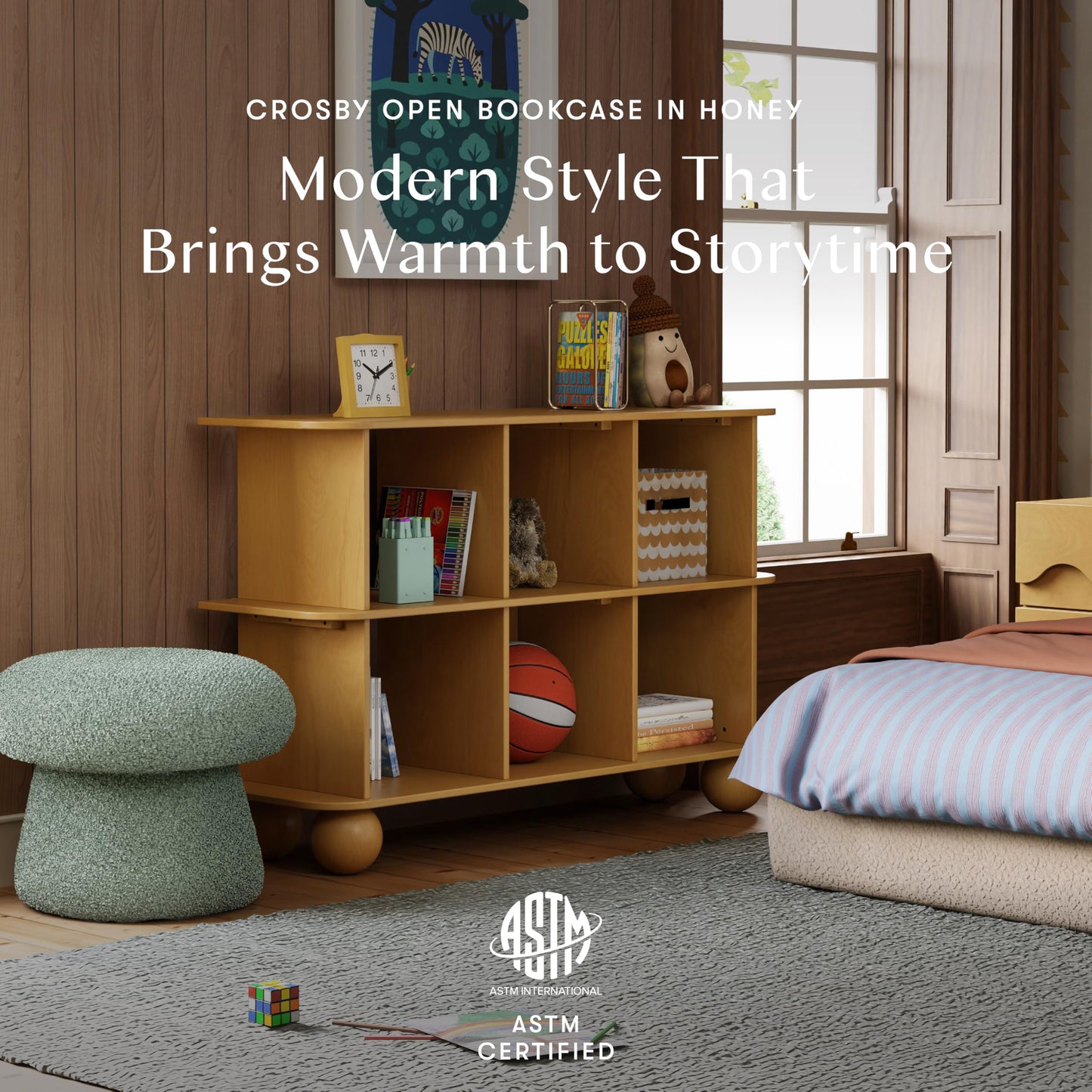 Babyletto 6-Cube Walnut Kids Bookcase