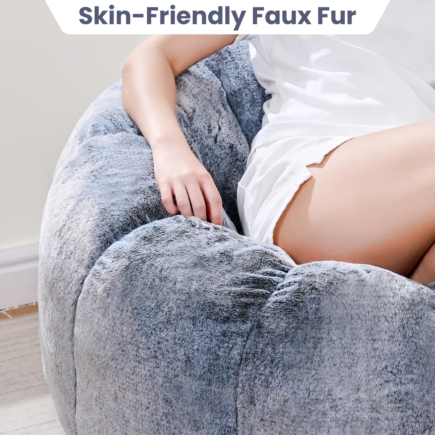 White Faux Fur Bean Bag Chair