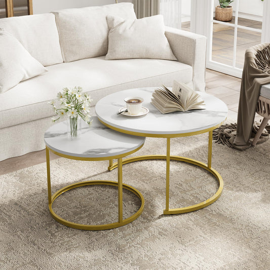 White Nesting Coffee Tables, 2-Pack