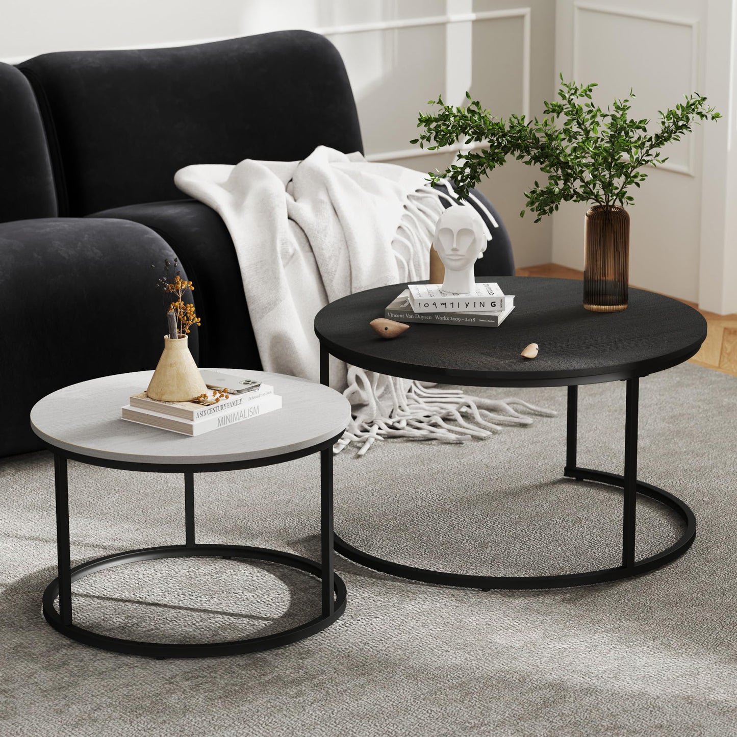 White Marble Nesting Tables, 2-Pack