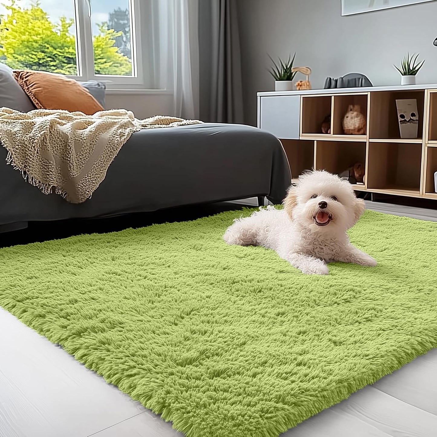 OLANLY 4x5.9 Grey Shag Rug