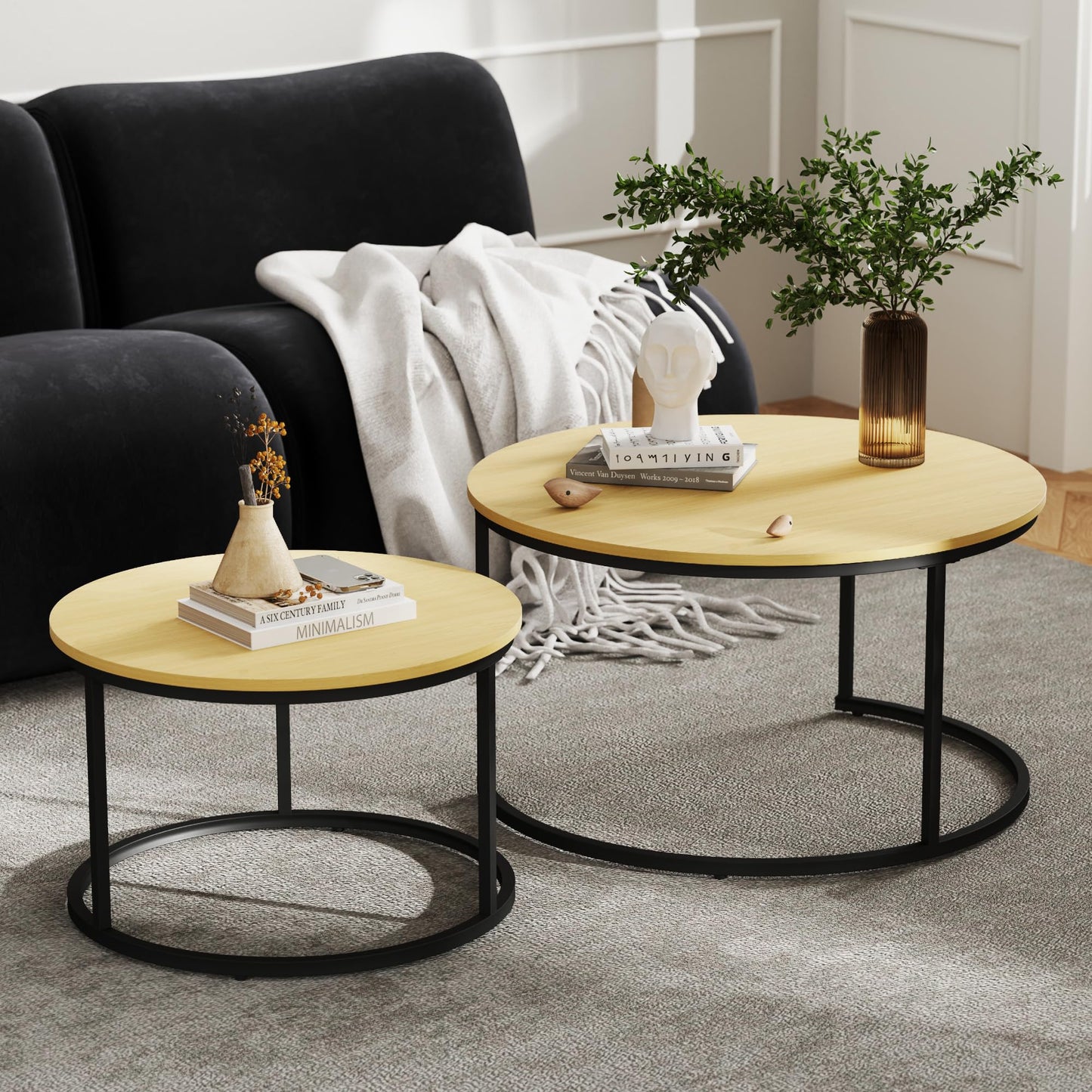 White Marble Nesting Tables, 2-Pack