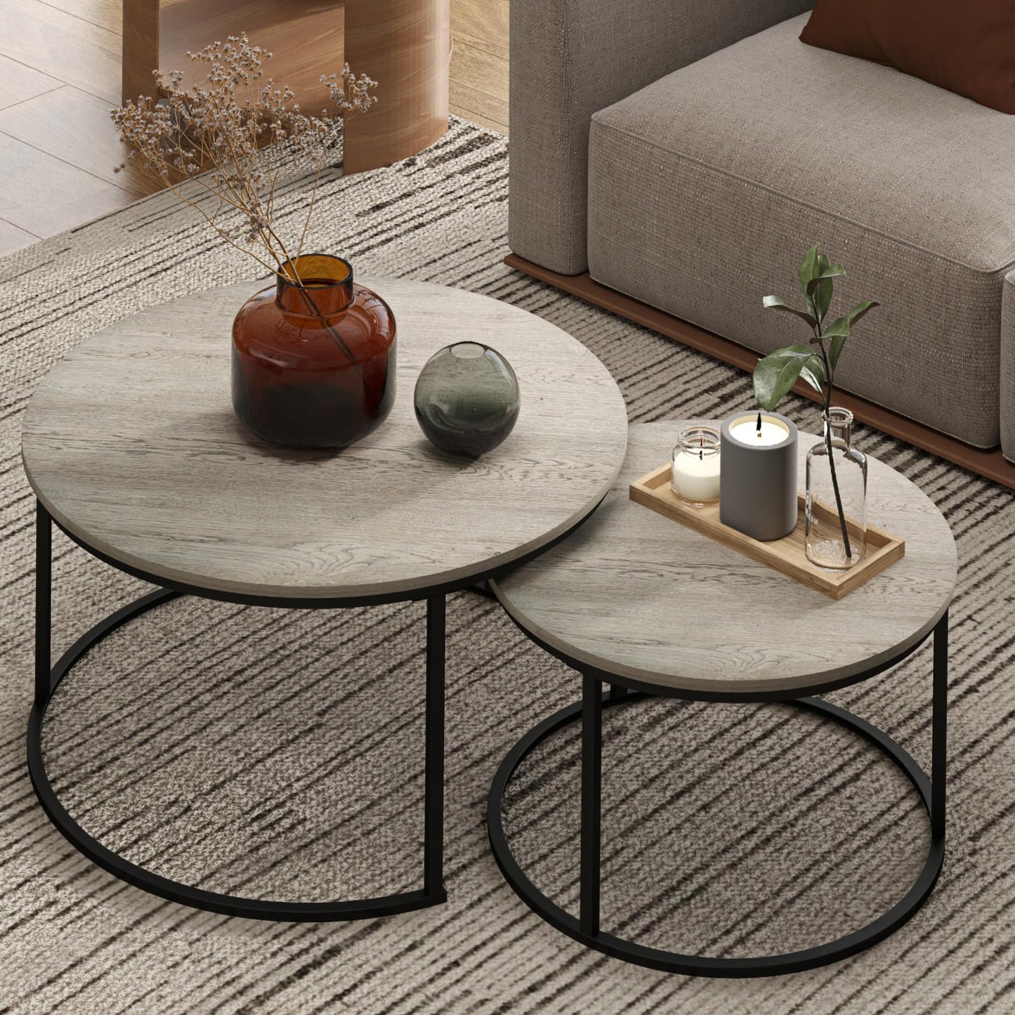 White Marble Nesting Tables, 2-Pack