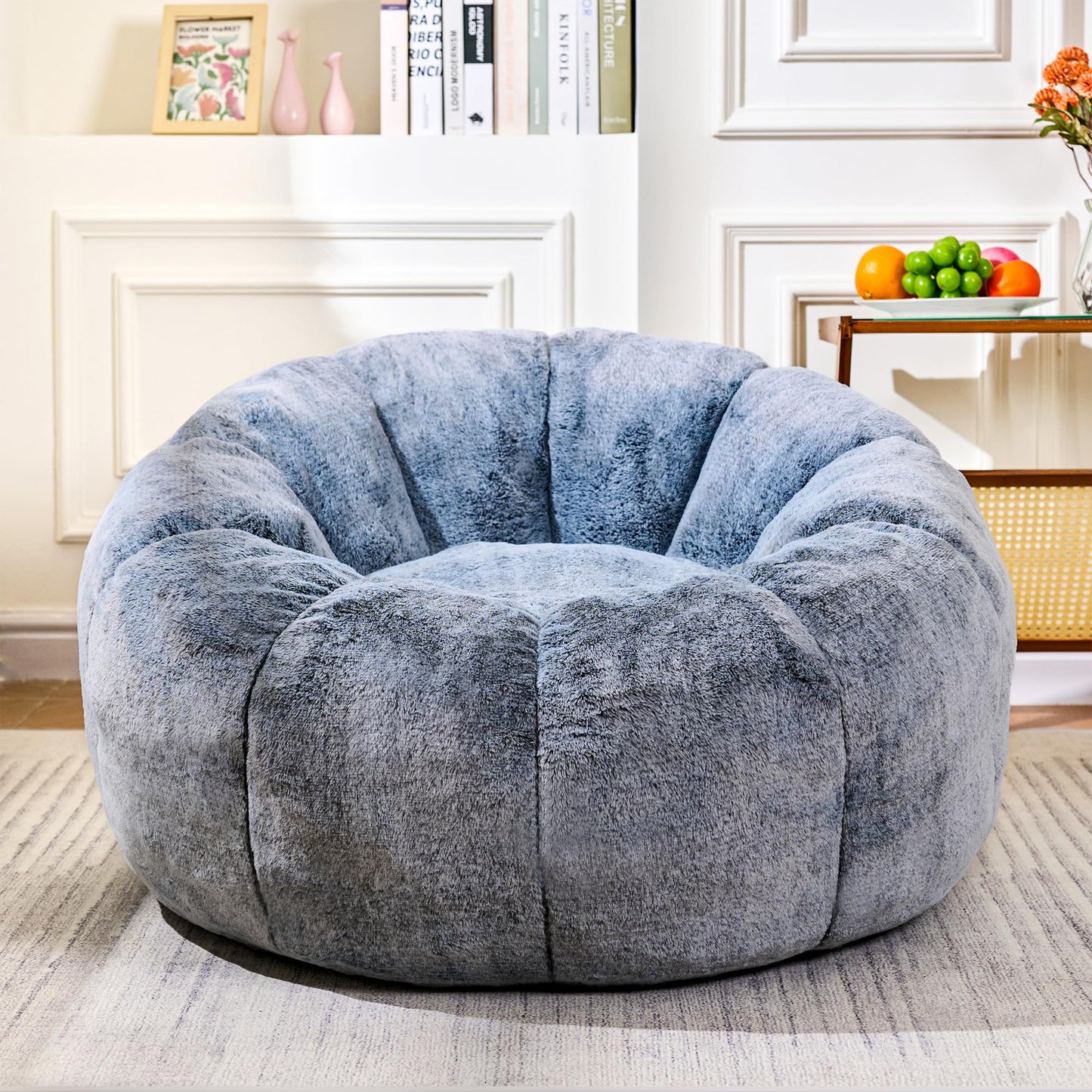White Faux Fur Bean Bag Chair