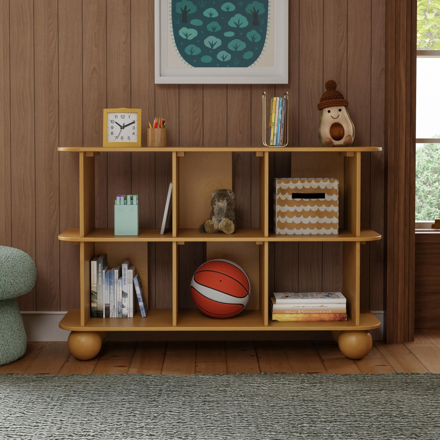 Babyletto 6-Cube Walnut Kids Bookcase